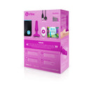 b-Vibe Novice Remote-Controlled Vibrating Anal Plug Fuchsia packaging with features and remote control included.