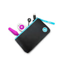 b-Vibe Novice Remote-Controlled Vibrating Anal Plug Fuchsia in a sleek storage pouch with remote and charging cable.
