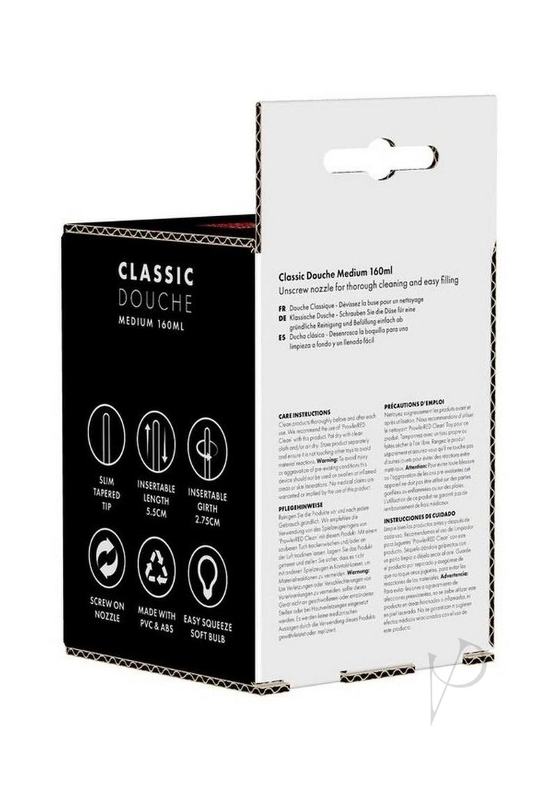 Prowler RED Bulb Anal Douche Medium Black product packaging with instructions and features.