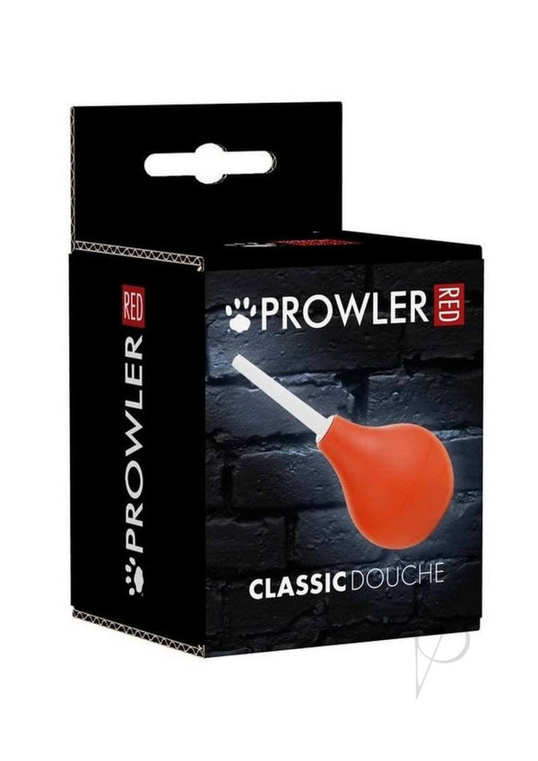 Prowler RED Bulb Silicone Anal Douche Small Orange packaging showing sleek design and features for personal hygiene.