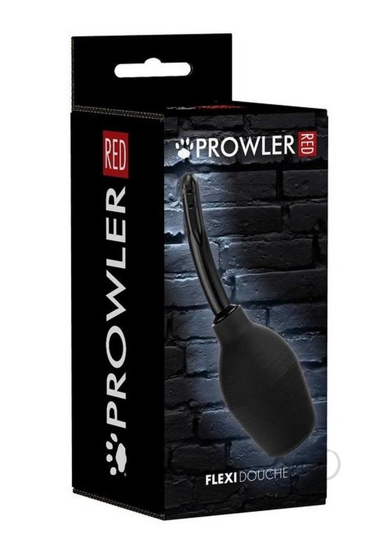 Prowler RED Flexi Silicone Anal Douche Black packaging showcasing a flexible nozzle and silicone bulb.