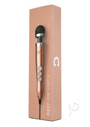 Doxy Number 3 Rose Gold powerful mains-powered magic wand vibrator with removable silicone head in packaging.