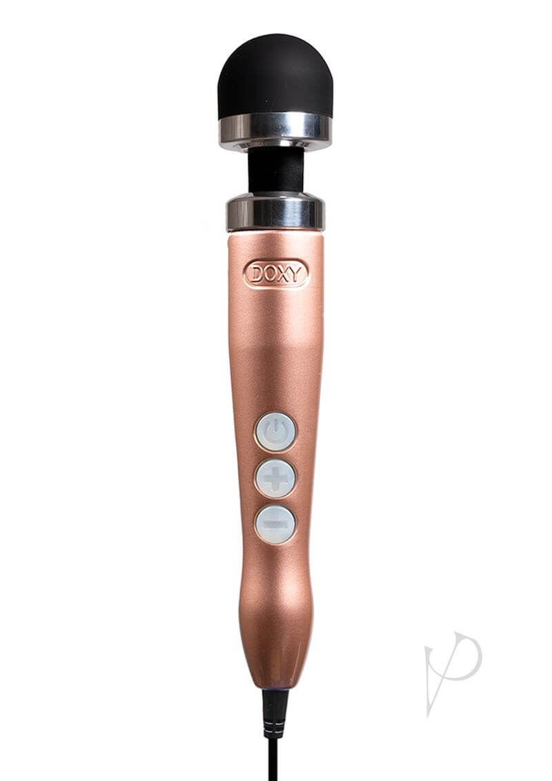 Doxy Number 3 Rose Gold Magic Wand Vibrator with Removable Silicone Head and Long Power Cord