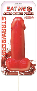 Eat Me Jumbo Gummy Pecker Strawberry oversized gummy candy in the shape of a pecker, perfect for parties.