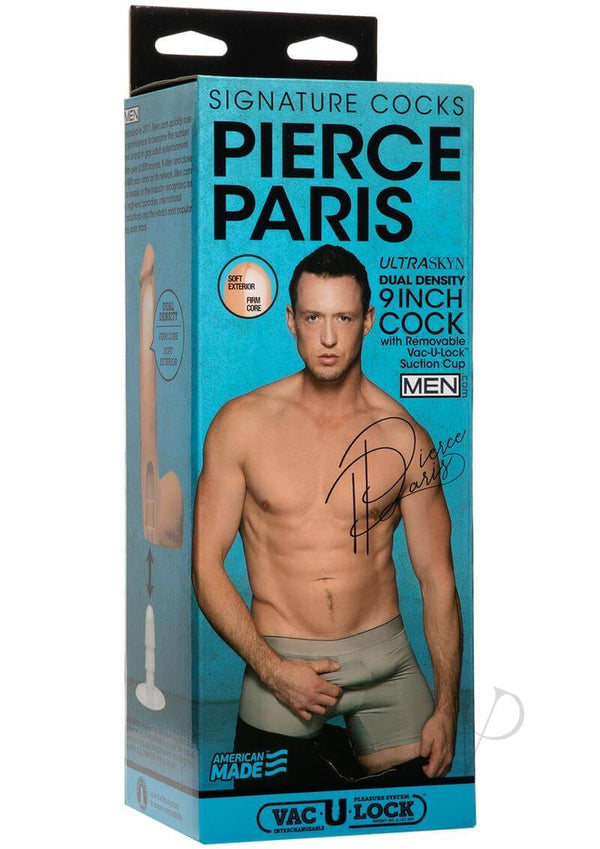 Signature Cocks Pierce Paris 9 Inch ULTRASKYN Dildo with Removable Vacuum Suction Cup Packaging Image