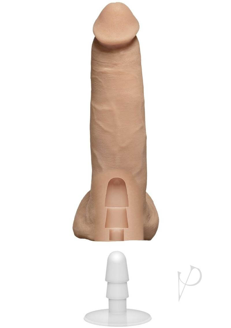 ULTRASKYN dual density dildo featuring removable Vac-U-Lock suction cup in vanilla color, showing realistic design and detail.