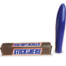 Little Genie Stick It In Hers Novelty Massager resembling a candy bar next to a blue massager.