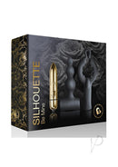 Silhouette Be Mine Silicone Bullet Vibrator Set Black packaging featuring bullet and attachments.