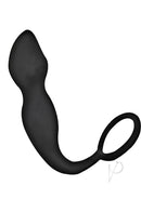 Anal-Ese Collection Silicone Cock Ring with Butt Plug Black for enhanced male pleasure and comfort.