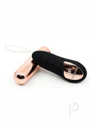 Nu Sensuelle Silicone Bullet Plus Remote Rose Gold with sleek rose gold finish and black remote control for powerful pleasure.