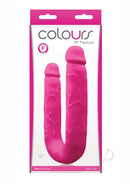 Colours DP Pleasures Silicone Double Dildo Pink in vibrant packaging, featuring dual realistic shafts for double penetration.