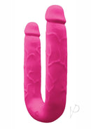 Colours DP Pleasures Silicone Double Dildo Pink for dual stimulation in bold pink silicone.