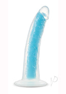 Neo Elite Glow in the Dark Dildo 7.5 Inch Blue showcasing a lifelike design with a glowing blue shaft.