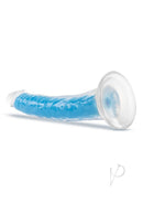 Neo Elite Glow in the Dark Dildo 7.5 Inch Blue with a soft glow, ideal for pleasure and excitement.