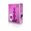b-Vibe Triplet Remote Controlled Anal Beads Plug Fuchsia in stylish packaging with remote control.
