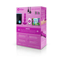 b-Vibe Triplet Remote Controlled Anal Beads Plug Fuchsia package with product details and remote control.