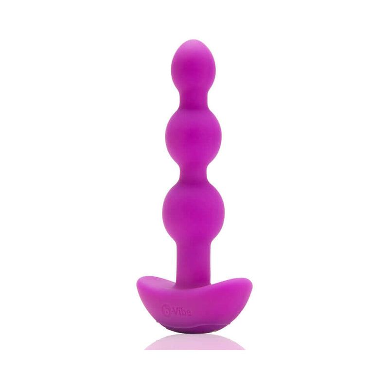 b-Vibe Triplet Remote Controlled Anal Beads Plug Fuchsia showcasing three tapered beads for anal stimulation.