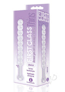 First Glass Thins Spherical Glass Plug Clear packaging featuring smooth glass spheres for anal play.