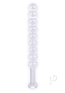 First Glass Thins Spherical Glass Plug Clear, smooth glass anal toy with flared base and bead-style design.