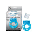 Nasstoys Vibrating Clitoral Pleasure Ring Blue packaged with premium lubricated condom for enhanced pleasure.