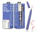 Juno Rechargeable Oscillating Wand Vibrator Purple packaging displayed with product and accessories.