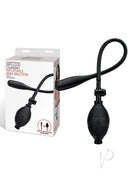 Lux Fetish Classic Inflatable Anal Balloon Black with hand pump and packaging displayed.