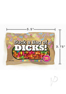 Candyprints Suck A Bag Of Dicks Penis Candy 3 Oz Bag featuring colorful penis-shaped candies.