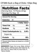 Candyprints Suck A Bag Of Dicks Penis Candy 3 Oz Bag nutrition facts, serving size, calories, ingredients.