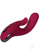 Evolved Red Dream Rechargeable Silicone Vibrator Burgundy with a smooth design for stimulation.