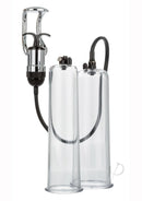 Optimum Series Maximum Results Penis Pump Set Smoke with dual translucent cylinders and Master Grip handle for efficient use.