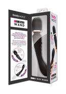 Bodywand Luxe 2-Way Wand Massager Black packaging showing dual-function design for external and internal stimulation.