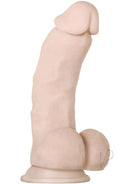 Real Supple Girthy Poseable 8.5 Inch Dildo with Balls featuring a realistic design and strong suction base.