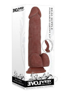 Evolved Real Supple Girthy Poseable 8.5 Inch Dildo Chocolate with realistic details and suction cup base.