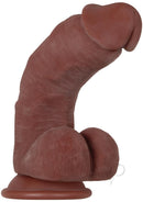 Evolved Real Supple Girthy Poseable 8.5 Inch Dildo Chocolate featured with realistic design and suction cup base.