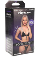 Signature Strokers Lanya Me Pocket Pussy Ultraskyn packaging shown with @layna.me branding.
