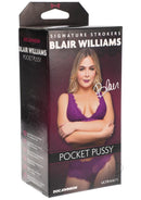 Signature Strokers Blair Williams Pocket Pussy Vanilla packaging featuring intimate design and branding.