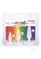 Mood Pride anal plug training set in rainbow confetti, featuring small, medium, and large silicone plugs, 3, 4, and 5 inches.