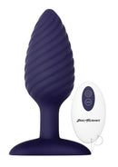 Zero Tolerance Wicked Twister Vibrating Butt Plug Purple with remote control and swirling texture design.