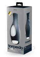 VeDO Torpedo Vibrating Stroker Just Black Glow In The Dark packaging with 3 powerful motors and 10 vibration modes.