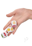 Emojigasm Dice Foreplay Party Game for Couples - hand holding emoji dice for playful date night.