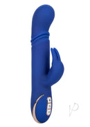 Jack Rabbit Heated Thrusting G Rabbit Vibrator Blue with sleek design and control buttons on the shaft for pleasurable stimulation.