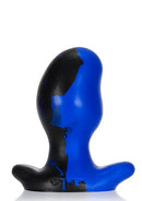 Oxballs Ergo Silicone Butt Plug Large Police Blue Swirl in blue and black swirl design for ergonomic pleasure.