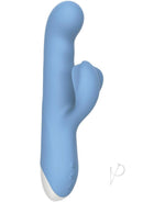 Evolved Thump and Thrust Silicone Clitoral Vibrator Blue showing the thrusting G-spot shaft and clitoral stimulator.