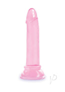 The 9's Diclets 7 Inch Jelly Dildo Pink, soft and bendable, features a strong suction cup base for easy use.