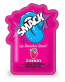 SMACK Lickable Massage Oil Strawberry 3 ml packaging featuring vibrant pink design and strawberry logo.