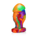 Oxballs Honcho-2 Medium Silicone Butt Plug Rainbow in vibrant colors, designed for comfortable anal play.
