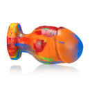 Oxballs Honcho-3 Large Silicone Butt Plug Rainbow in vibrant colors showcasing its tapered design.