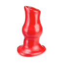 Oxballs Pig Hole Deep-2 Hollow Butt Plug Medium Red, a red silicone tunnel-style butt plug for extended wear.