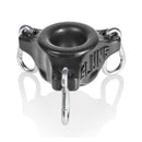 Oxballs Slung Ball Stretcher With 3 Carabiners Black, featuring durable silicone design and three metal carabiners.