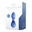 Chrystalino Seed Borosilicate Glass Wand Blue packaging showcasing its elegant design and premium quality.